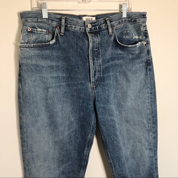 Agolde Riley High Rise Button Fly Straight Crop Jeans in Frequency Size 32 - Picture 3 of 16